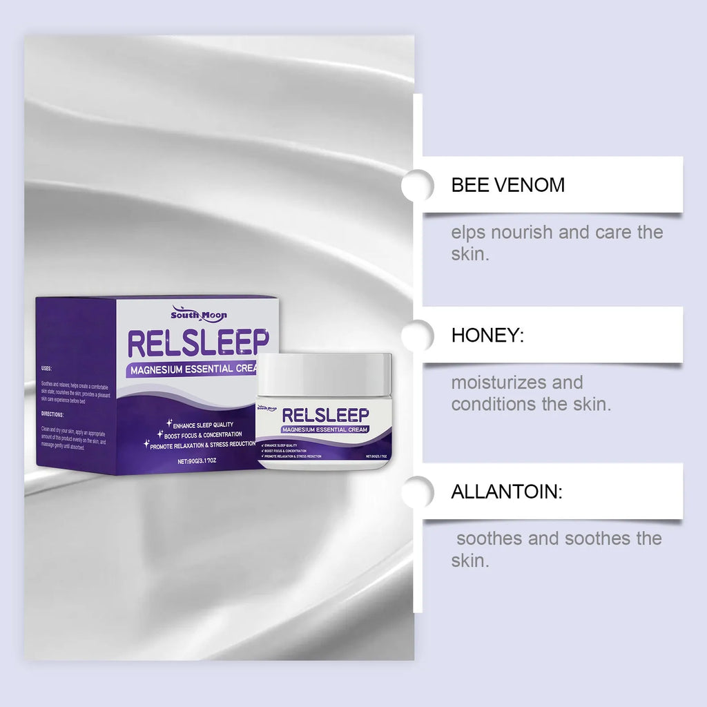 Sleep Magnesium Essence Cream in 90g jar with honey and magnesium sulphate for night-time skincare