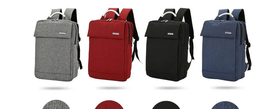 Double shoulder nylon laptop backpack for 15 inch notebook in black colour