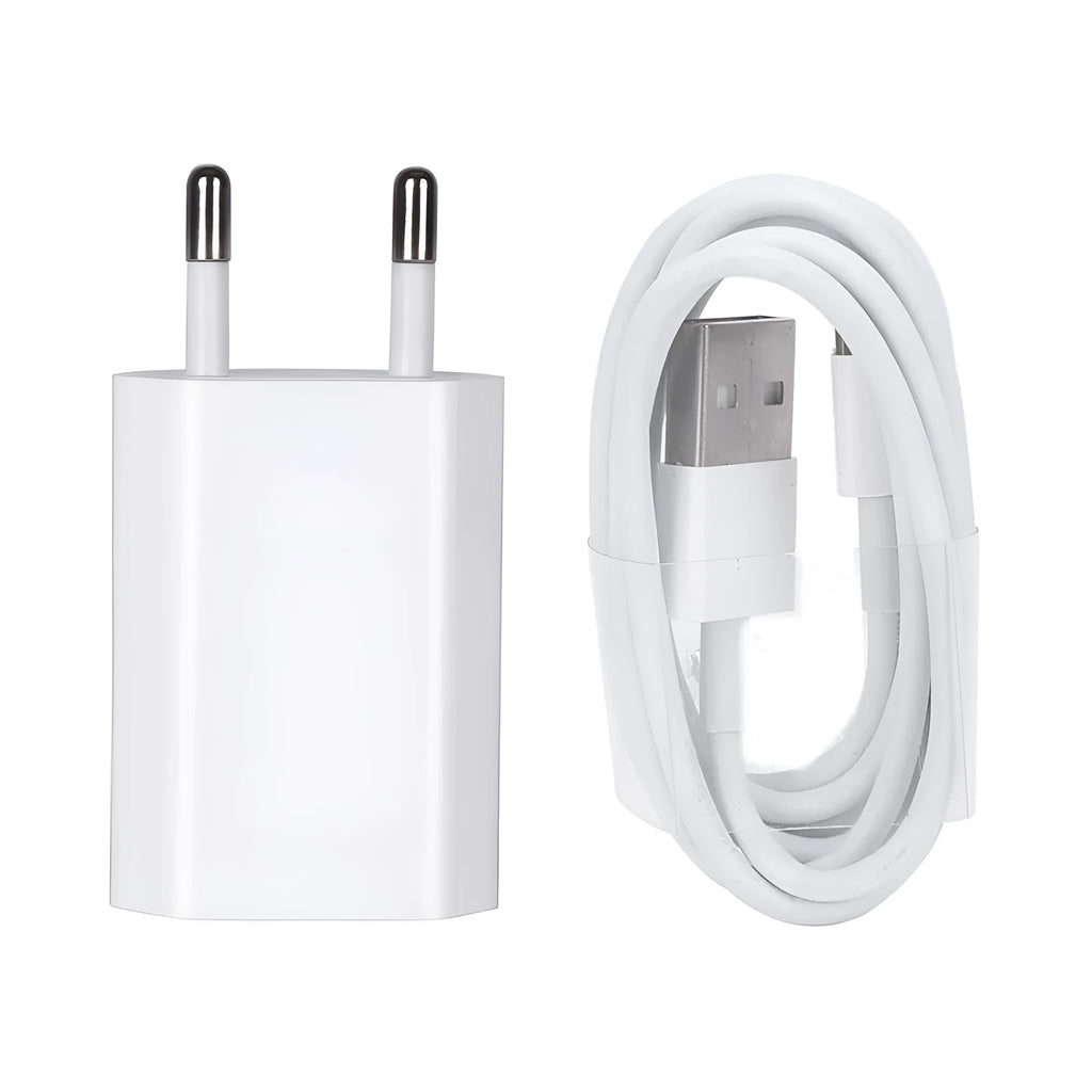 USB travel charger compatible with iPhone and iPad devices with optional charging cable lengths