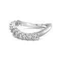 S925 sterling silver geometric ring with platinum electroplated finish, women's light luxury Japanese Korean style, shown in platinum colour