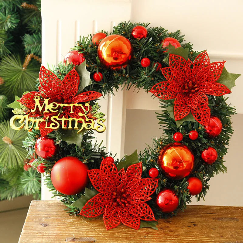 30cm multicolour plastic Christmas wreath in blue gold pink purple red or silver for door wall decoration