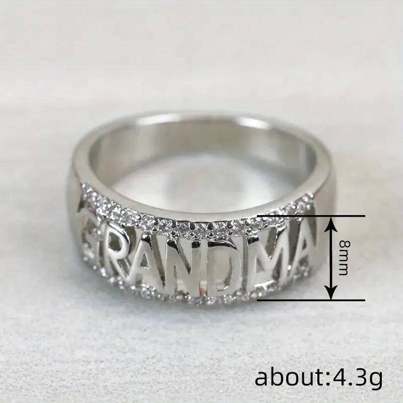 Three-row geometric round four-claw inlaid zircon ring for women in rose gold colour on copper base