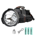 Rechargeable head-mounted LED night fishing lamp with 18650 battery and aluminium housing