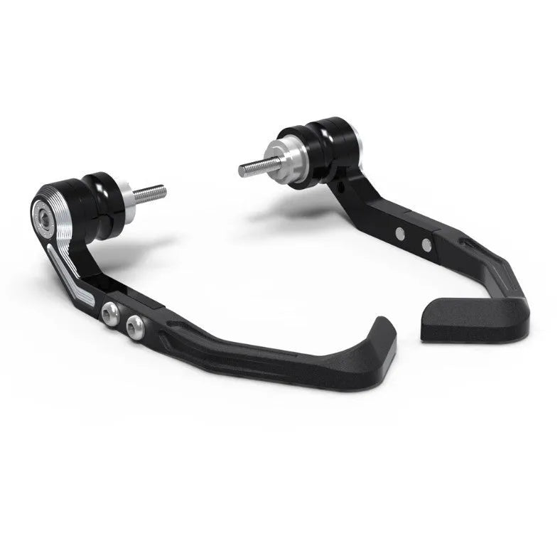 Pair of CNC aluminium bow guard protection pads for Honda CBR650 motorcycle in black or grey.