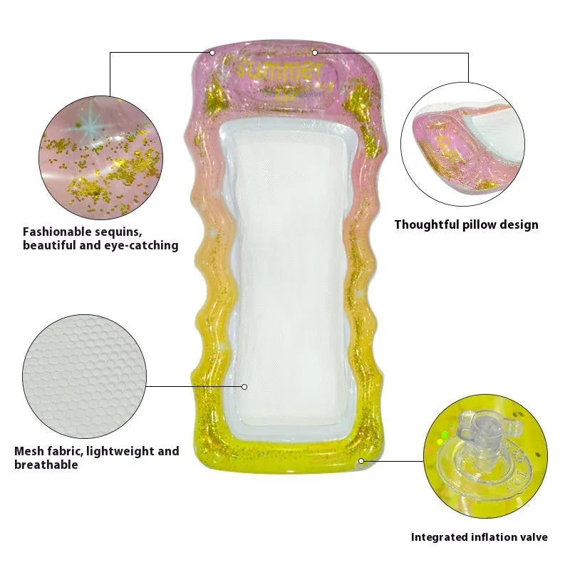 PVC thick sequins wave inflatable floating row in gradient colours with canopy option