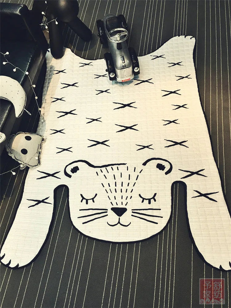 Cotton baby play mat in white tiger style, kids carpet available in 130x190cm or 100x140cm