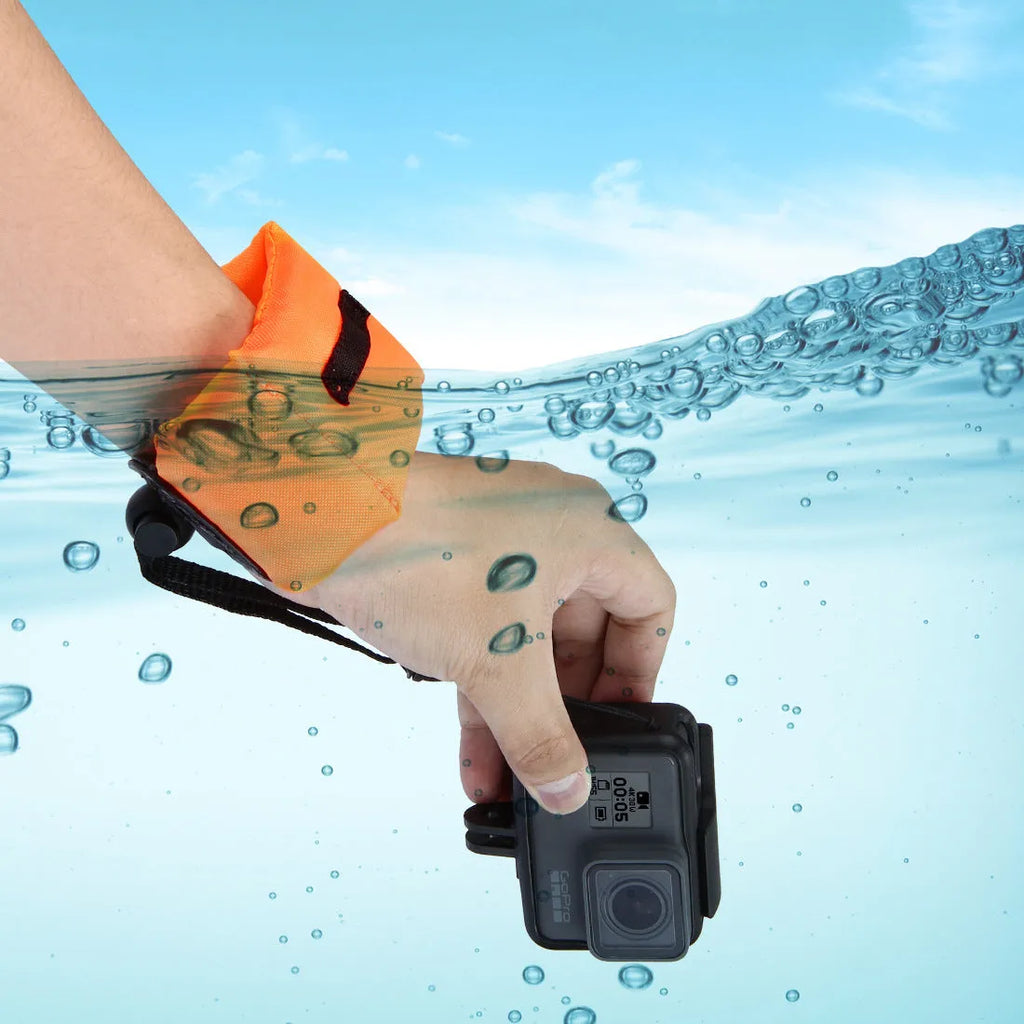 Orange camera buoyancy belt diving floating wrist strap compatible with GoPro action cameras