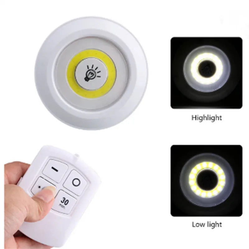 Dimmable LED light box with remote control and battery, shown in cold white or warm white options.