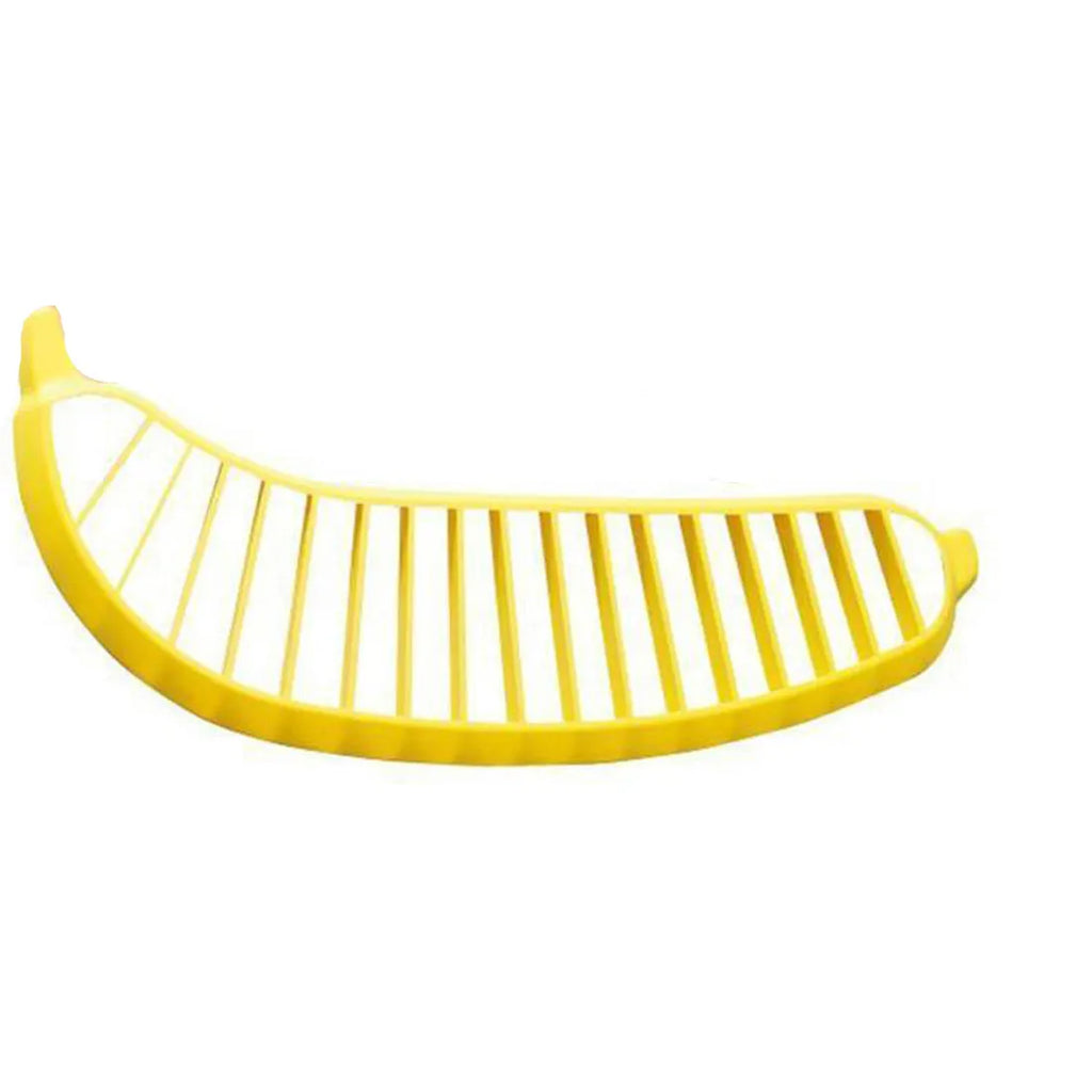 Yellow banana cutter made from food grade PP, approx. 25 x 7 x 1.4 cm, for slicing a whole banana in one motion