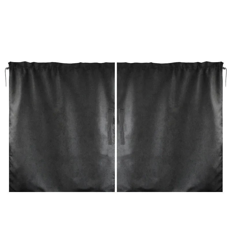 Car front and rear partition curtain made of black Pongee fabric, 69 by 82 centimetres, with suspension drawstring