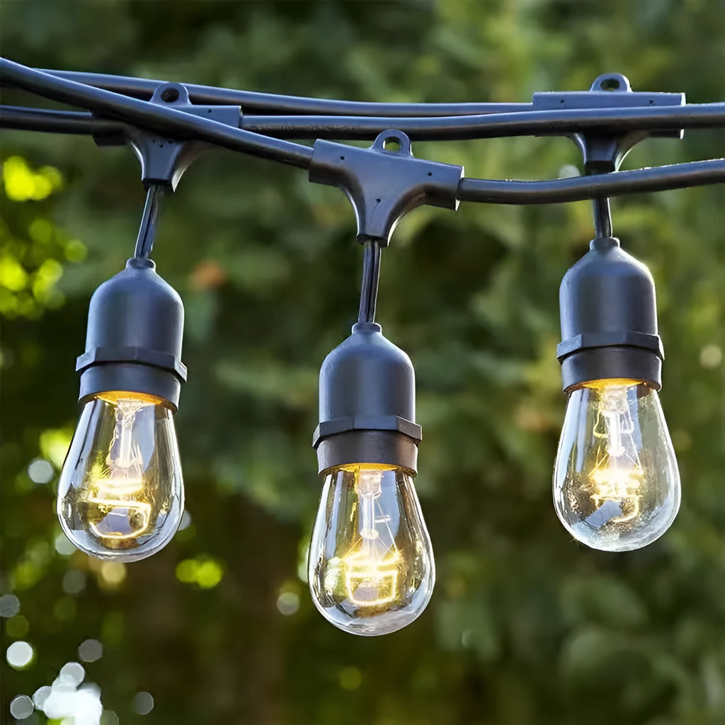Multicolour string lights with PVC sheath and copper core, 6.8mm wire, for Christmas tree and outdoor use.