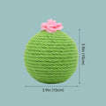 Green cactus-shaped cat scratcher tower with integrated tumbler ball and natural sisal scratching surfaces
