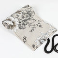 Black peony printed canvas pencil roll bag with 24 or 72 holes for pencil organisation
