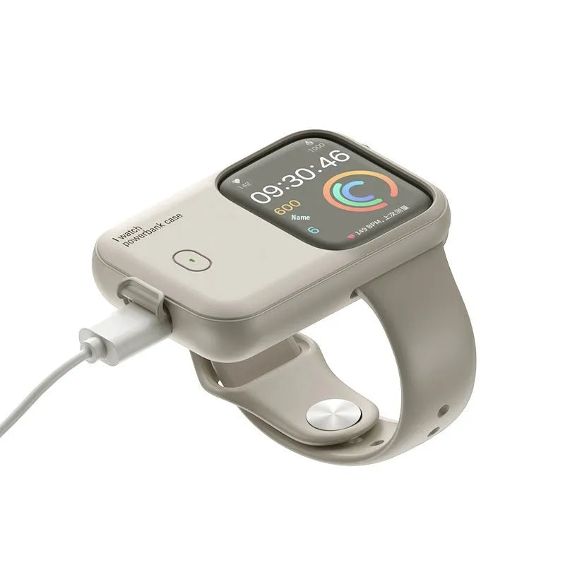 Apple Watch wireless charging case power bank with silicone protection case in Brown colour