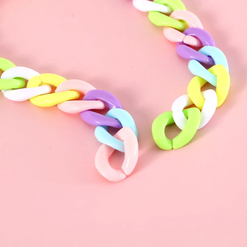 Macaron candy coloured plastic pet collar for cats, dogs, and rabbits in chain blue, pink, and mixed colours.
