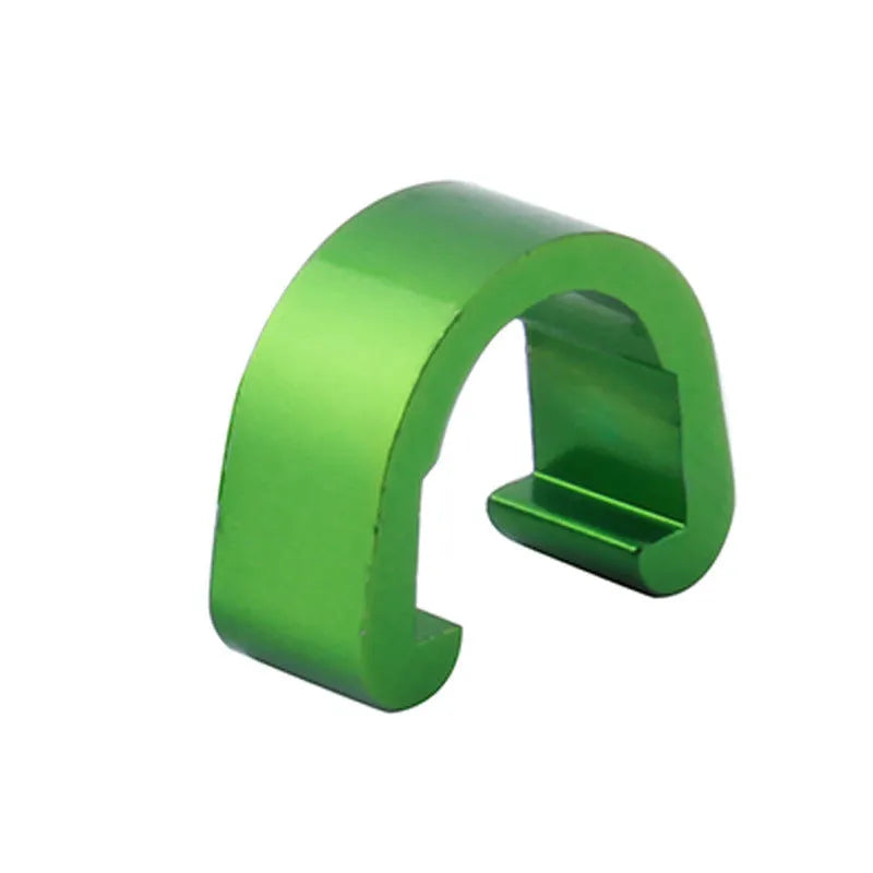 Pack of ten small aluminium alloy C-shaped buckles in assorted colours.