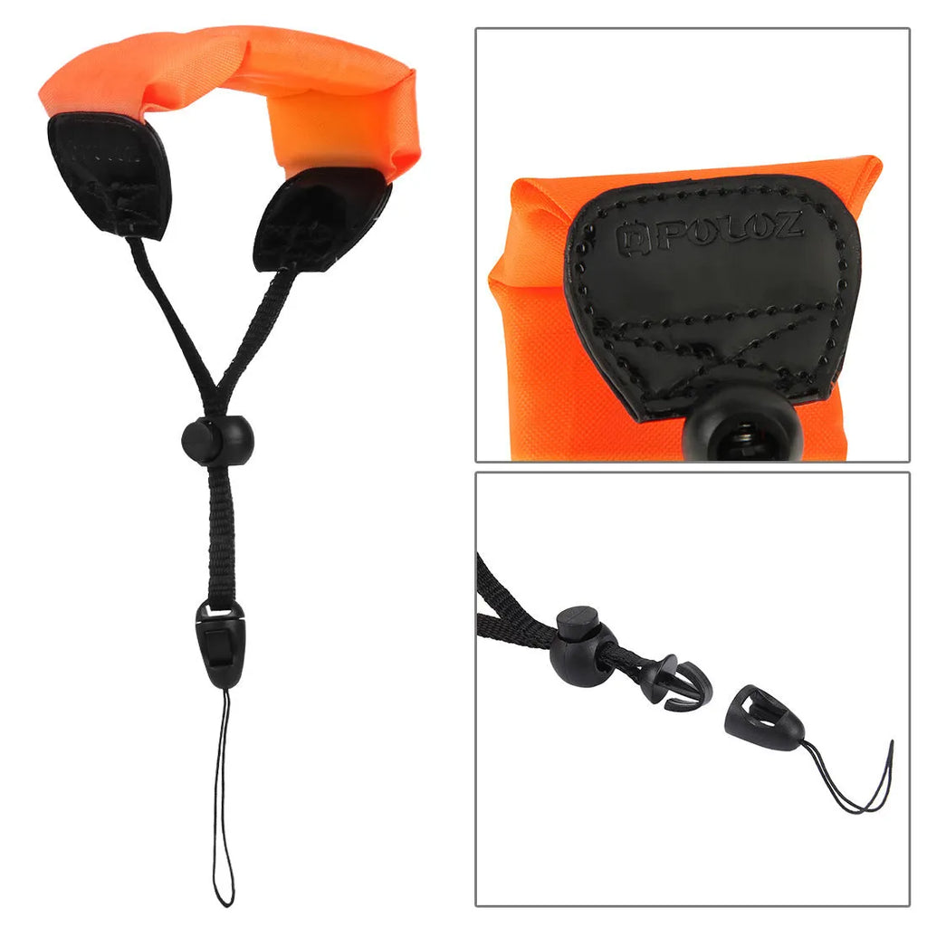 Orange camera buoyancy belt diving floating wrist strap compatible with GoPro action cameras