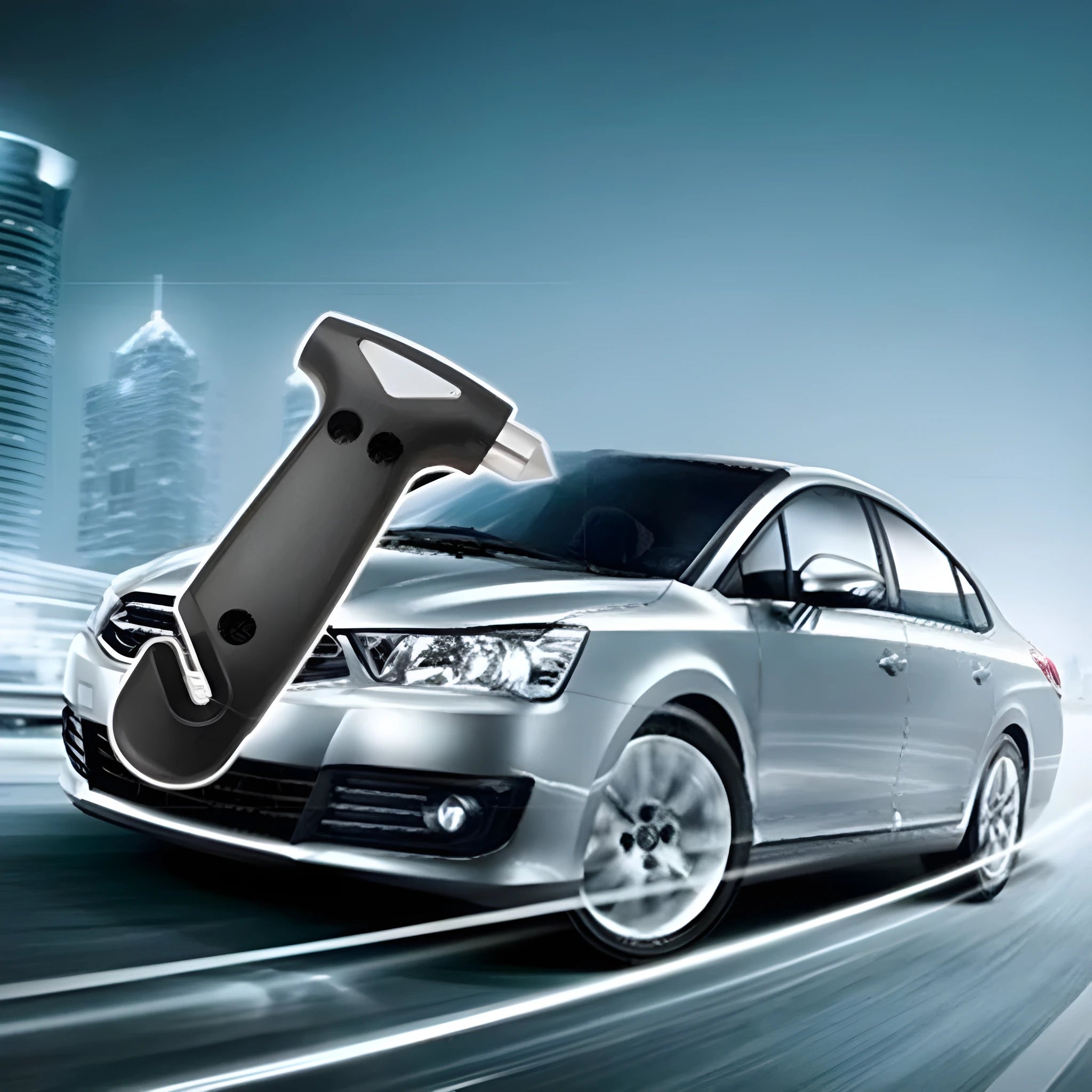 Black multifunctional two-in-one plastic automobile emergency escape hammer 13x7cm