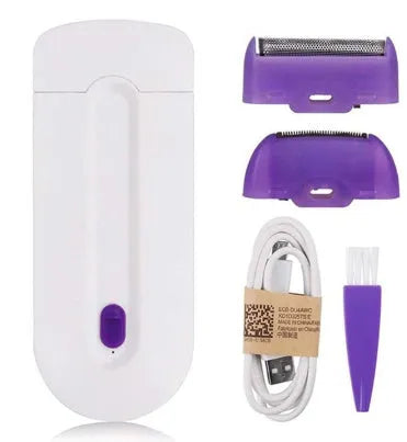 Finishing Touch rechargeable electric hair remover device with trimmer and foil heads on a white background