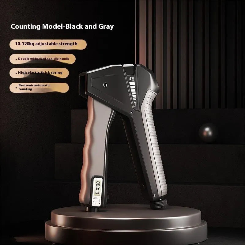 Adjustable hand gripper exercise equipment with mechanical force counter display in multiple colour options
