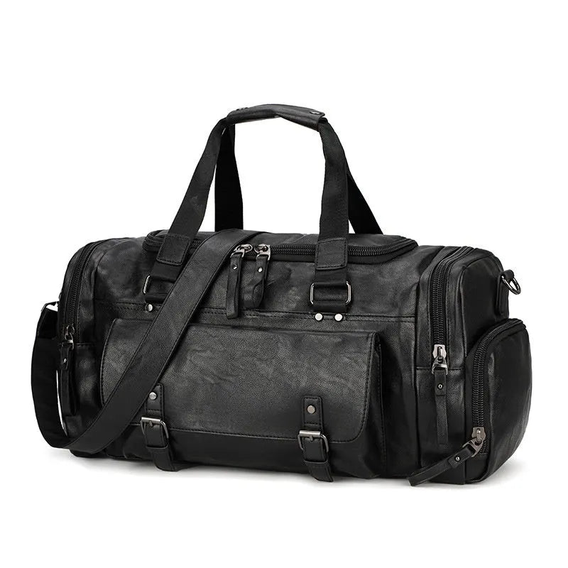 Large black travel shoe bag with dimensions 52cm by 19cm by 27cm.