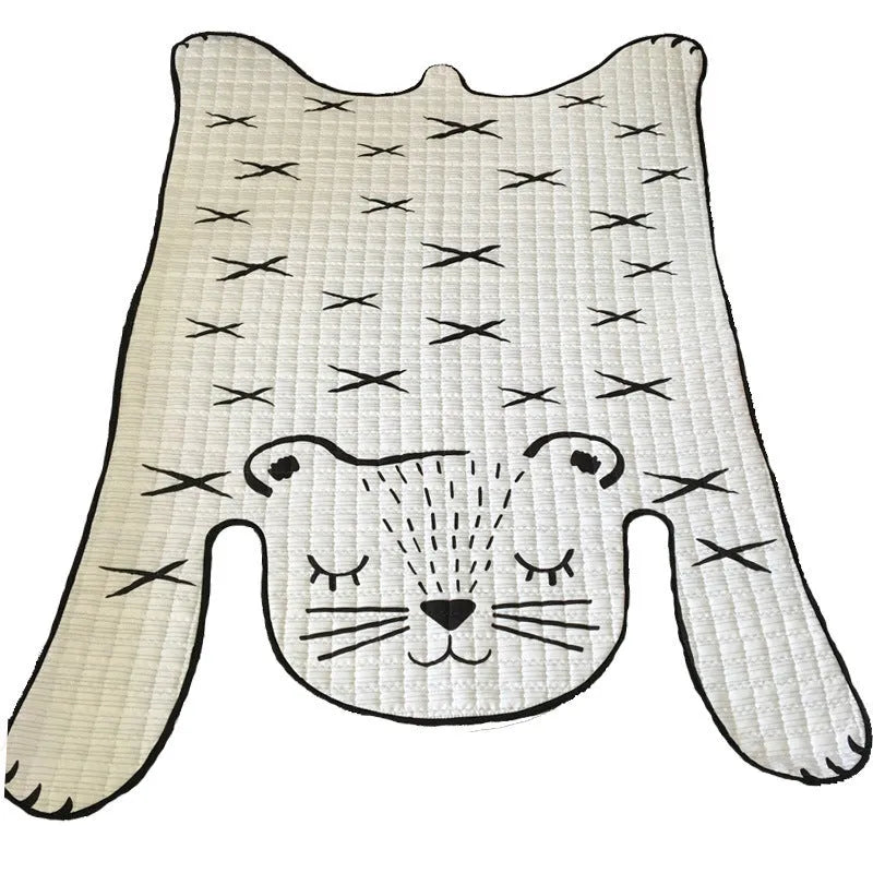 Cotton baby play mat in white tiger style, kids carpet available in 130x190cm or 100x140cm