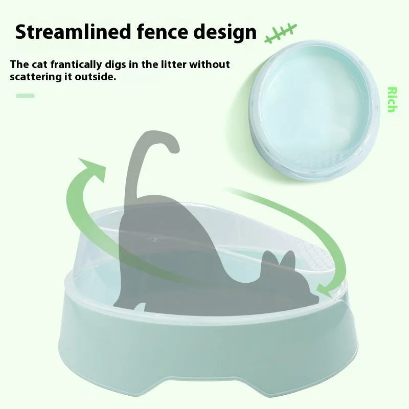 Round enclosed cat litter box in mint green or soft fog pink colours