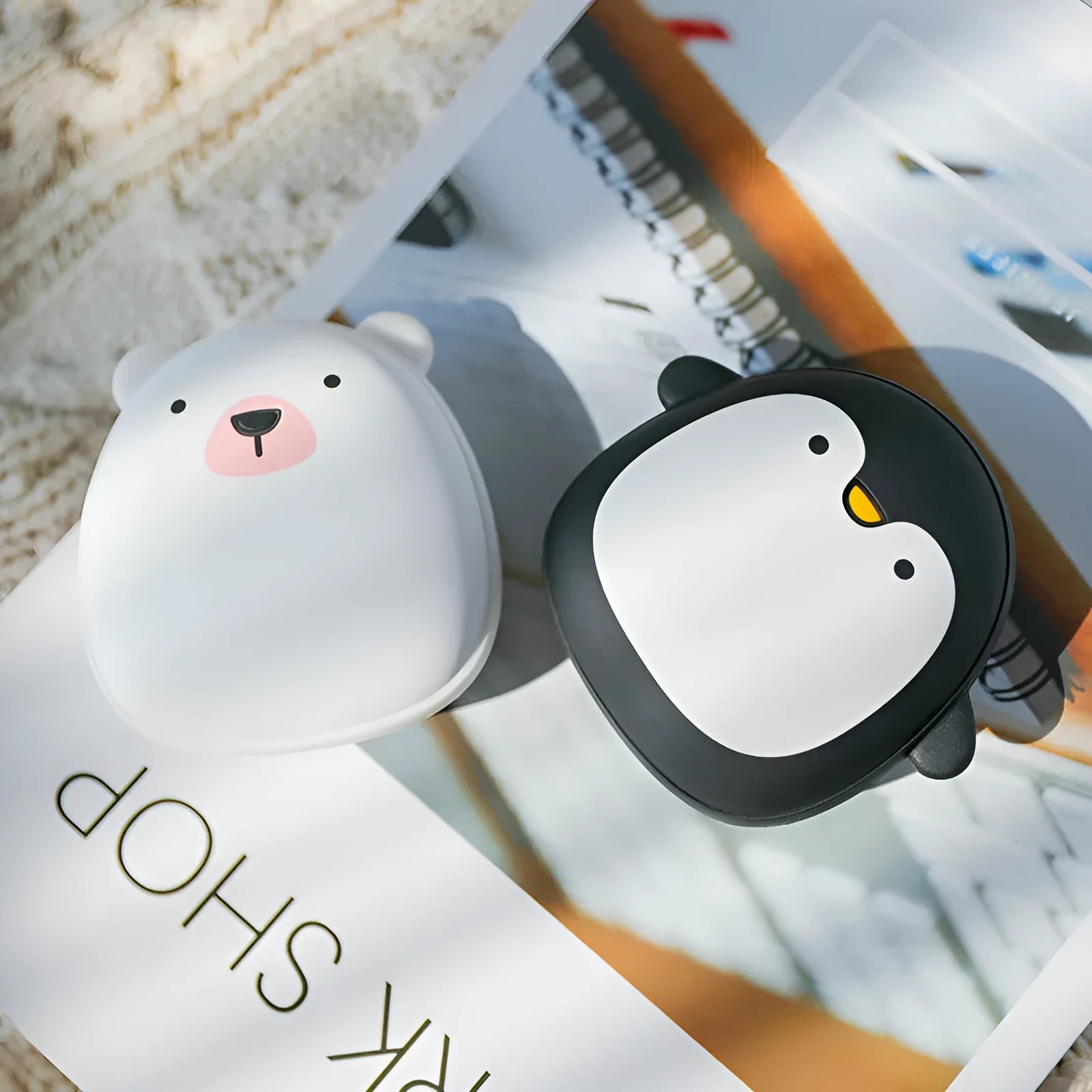 Cartoon penguin polar bear design USB rechargeable electric hand warmer with power bank function