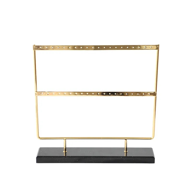 Alloy earring storage rack in green or white for organising earrings on a dressing table or shelf