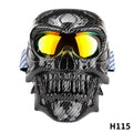 Motorcycle windproof skull goggles with high-definition lens and face mask in black, size 20x16 cm, 235g