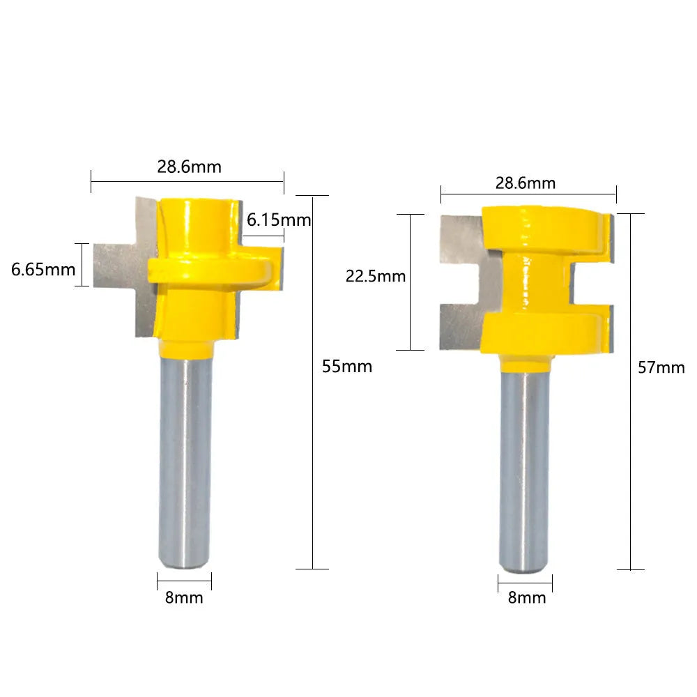 T-slot milling cutter woodworking tenon cutter hard alloy yellow 30mm blade 8mm shank