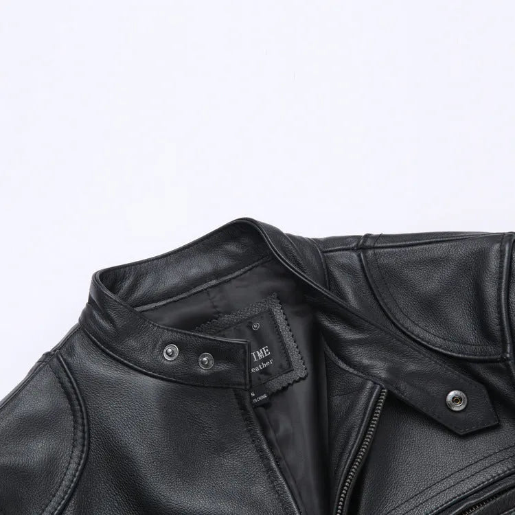 Black polyurethane leather casual jacket for men, Asian sizing available from M to 3XL