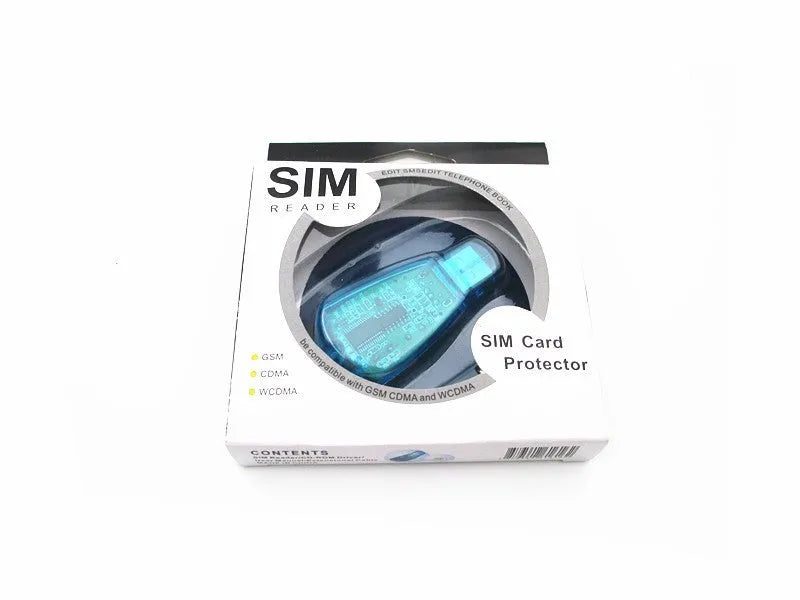 Blue USB 2.0 SIM card reader for mobile phone data transfer and backup