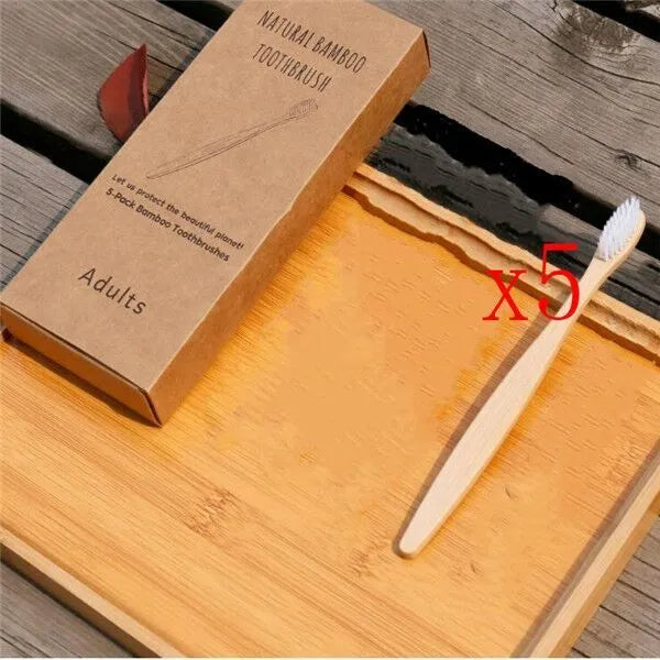Eco friendly bamboo soft fibre toothbrush with biodegradable handle for adults