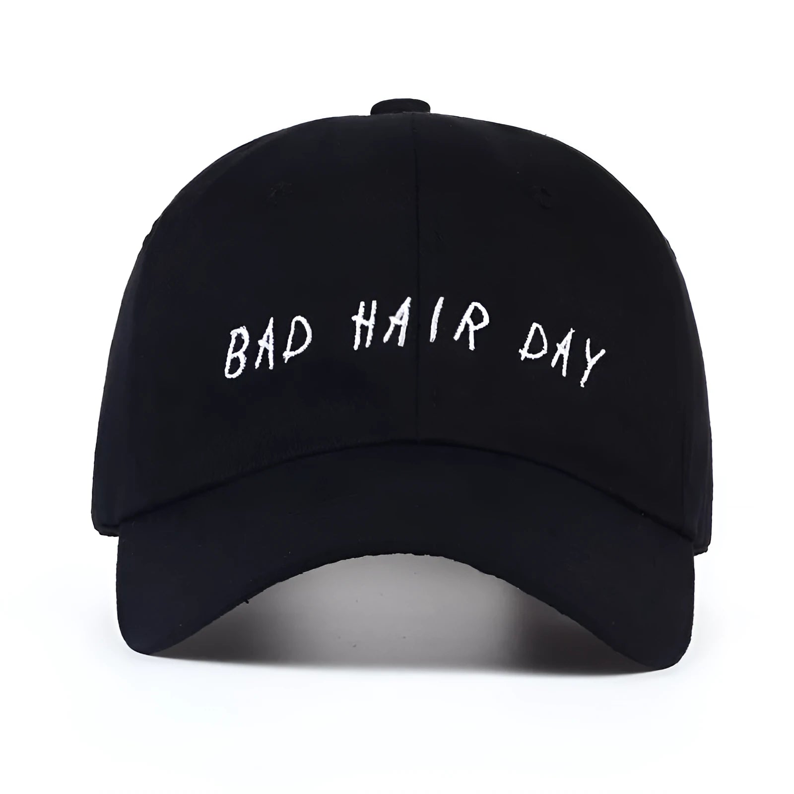 Black cotton embroidered baseball cap with wild style embroidery and adjustable back closure