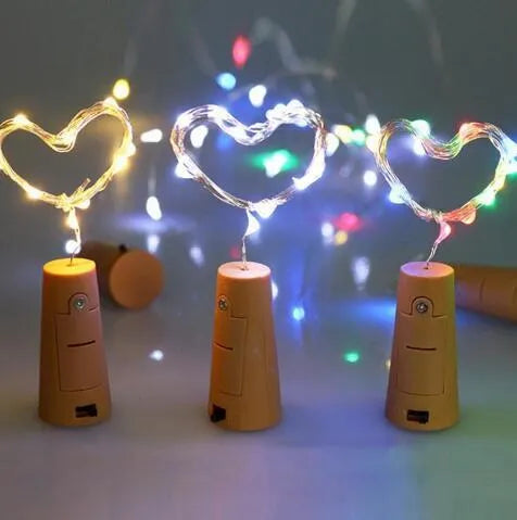 Flexible silver wire LED string light with bottle stopper for wine bottle decoration
