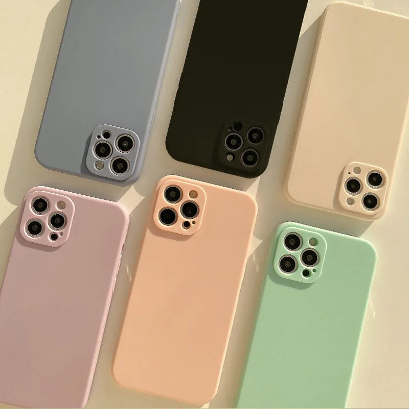 Frosted matte finish TPU phone case for iPhone 14 in slate blue colour on a white background.