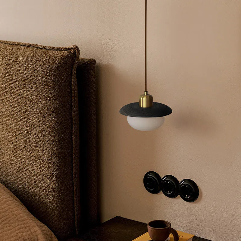 Remote control three-colour bedside log chandelier in Black, Black Walnut or Red Oak, 220V LED ceiling light