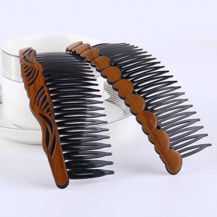 Retro Korean hair comb in plastic and resin, women's wavy styling, 10-piece set with colour options A1 to A10