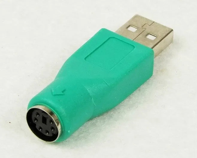 Green PS2 to USB adapter with 1 metre copper wire cable for computer connection