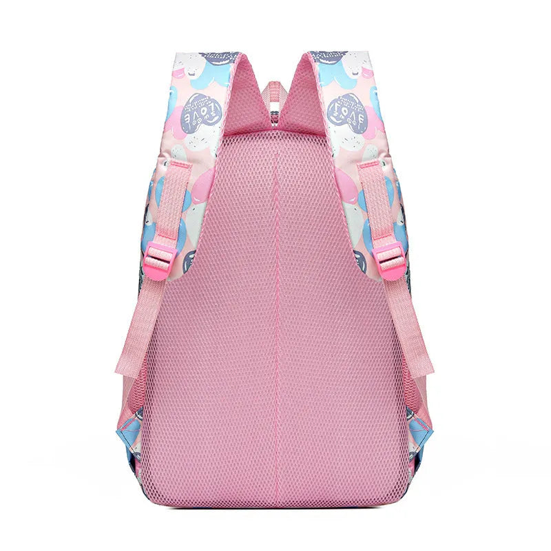Blue children's large capacity Oxford cloth school backpack with air pillow straps.