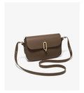 Black genuine leather square messenger bag with shoulder strap and lock closure