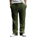 Men's loose-fit straight-leg casual trousers in a solid colour with a high waist.