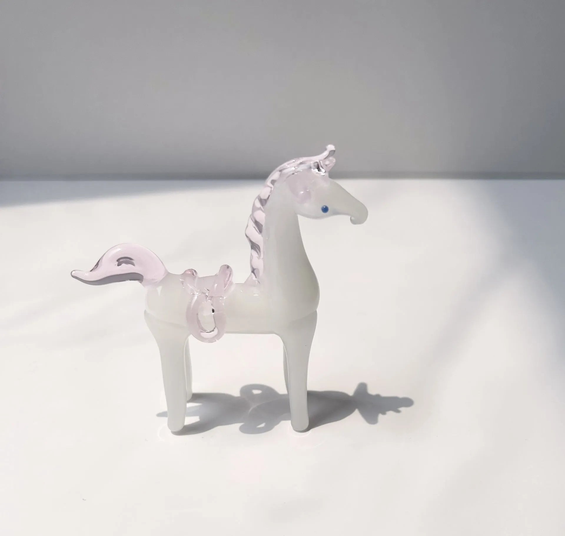 Glazed horse figurine office decoration in modern minimalist style with coloured glaze finish