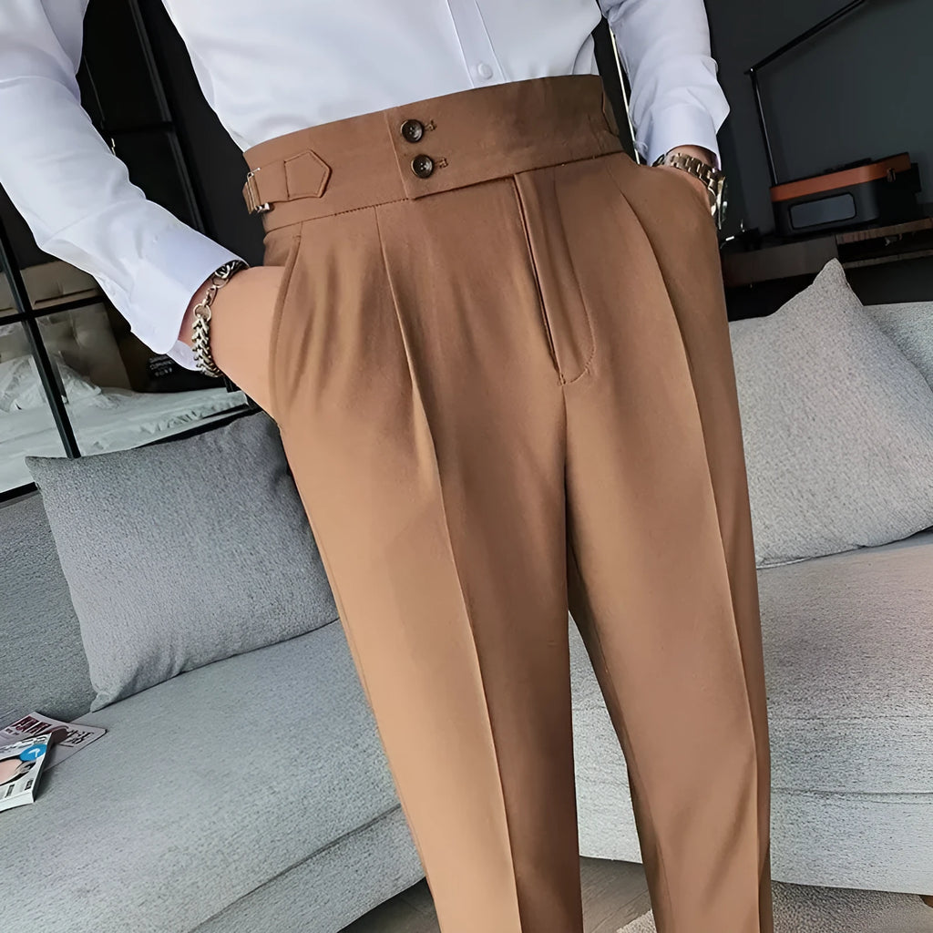 Retro high waist straight leg trousers in black, brown, grey or white colours