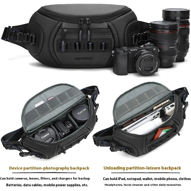 Oxford cloth waterproof camera shoulder bag in black, grey or green for DSLR and video cameras