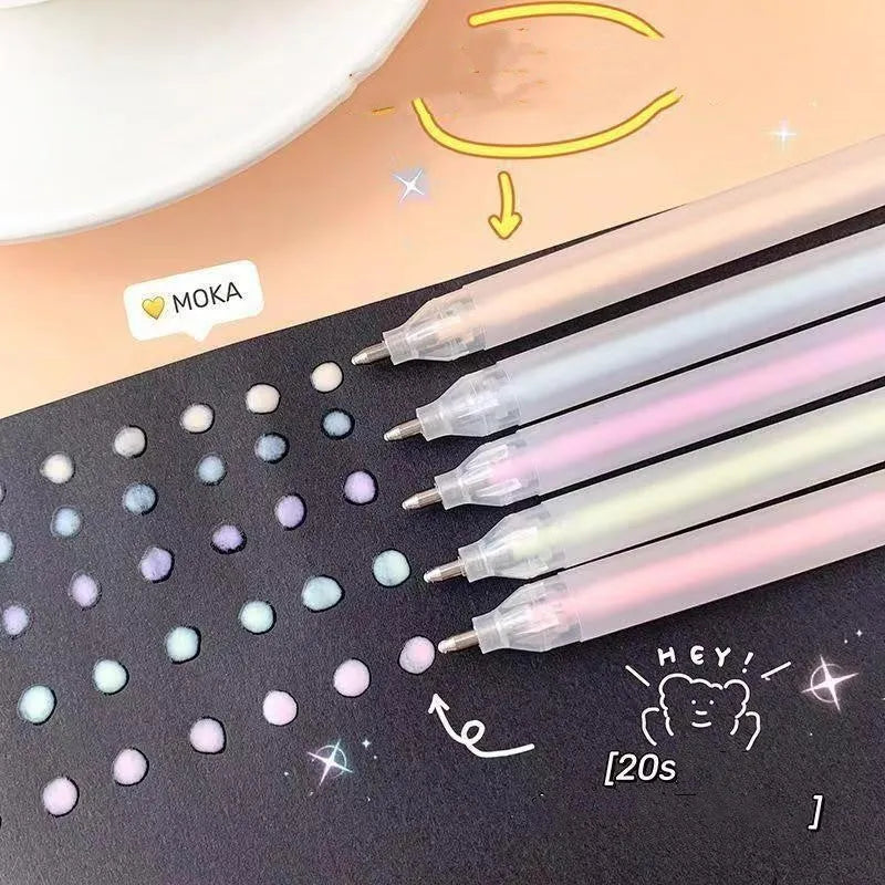 Plastic macaroon colour dispensing pen with cap-pulling mechanism in assorted colours