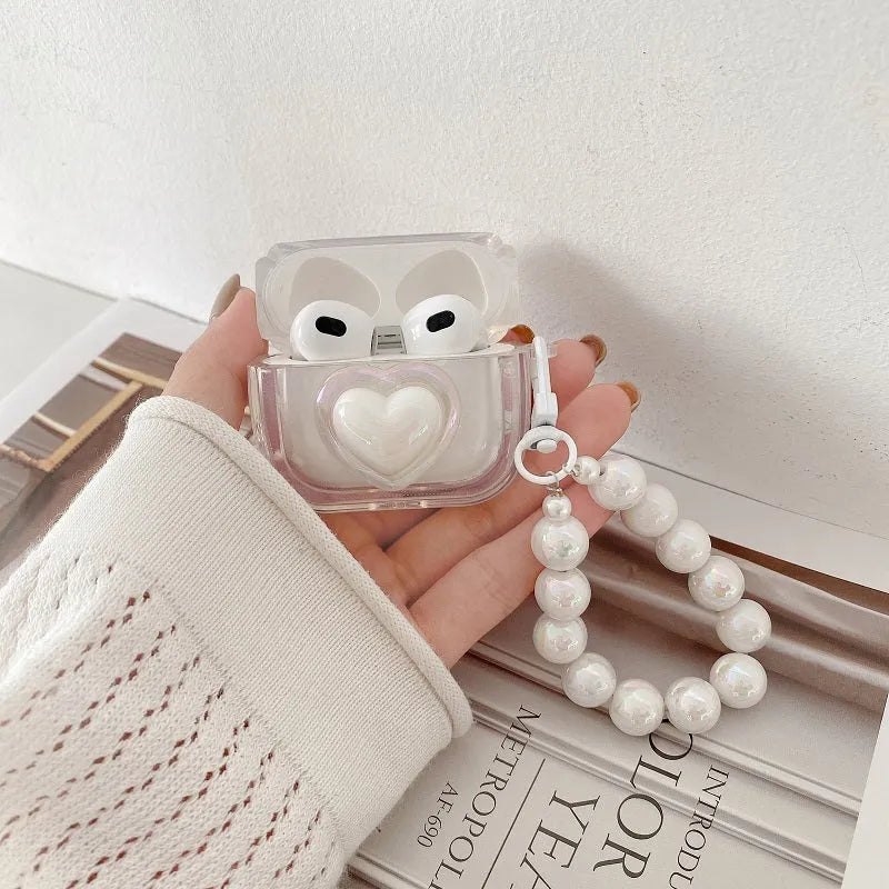 White TPU protective case for Apple AirPods Pro, Pro 2, AirPods 2, and AirPods 3, simple Korean style.