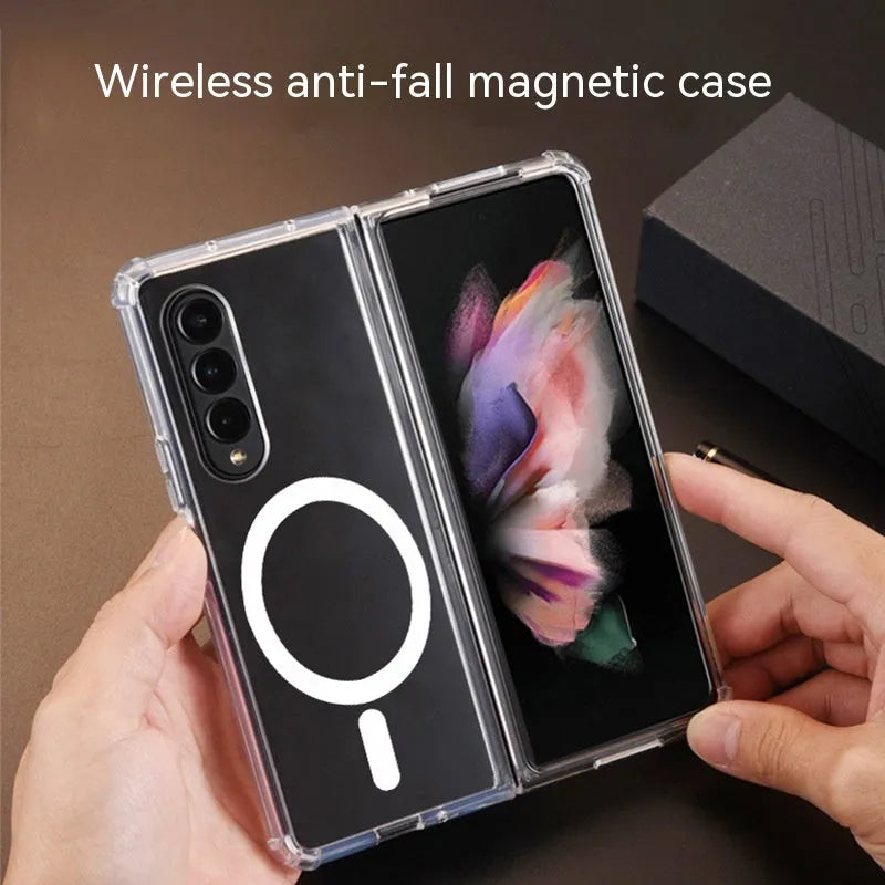 Transparent TPU magnetic phone case for Samsung Z Flip 5 with four-corner drop-resistant design