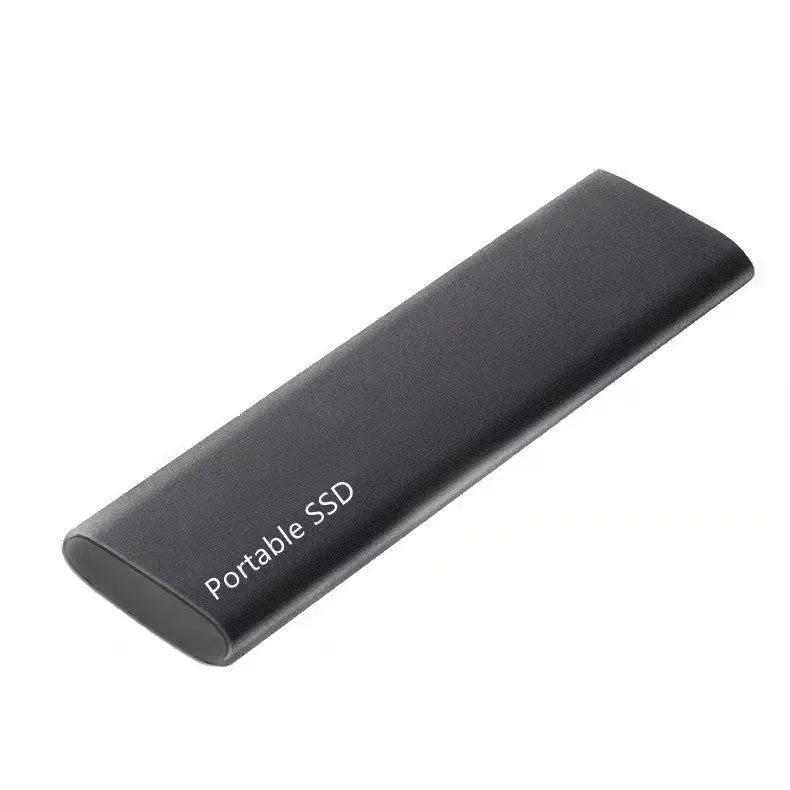Red portable metal SSD hard drive with ultra-thin design on a grey background.